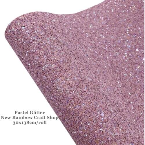 New Rainbow 30x138cm/Roll Baby Pink Pastel Chunky Glitter Leather to Make Kids Bows, Toys, Accessories, Earrings,DIY Easy Cut