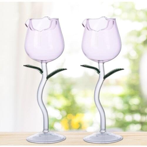 Rose Flower Goblet Glasses Creative Classy Red Wine Glass Wine Juice Goblet for Party Kitchen Bar Wedding 1Pc