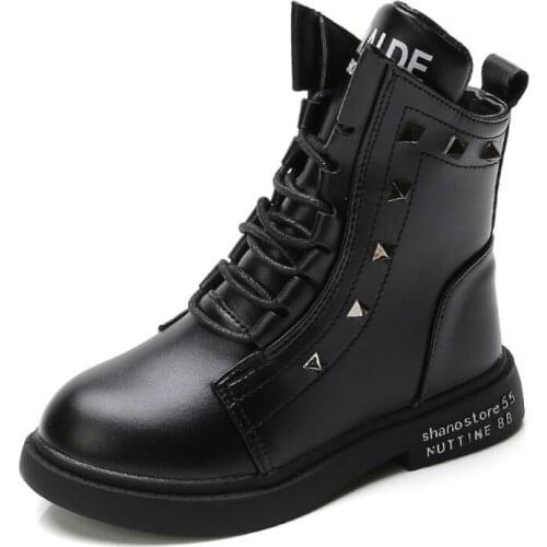 Children Martin BootsPU Leather 2021New Boys Girls Soft Sole Short Fashion Boots British Style Children Sports Shoes babySneaker