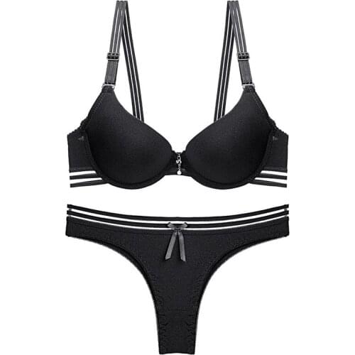 Hot Sexy Brassiere Embroidered Underwear Set 70-90BC Cup New Good Quality Women Bra Set Push Up Lace Bra Thong Sets 6 Color