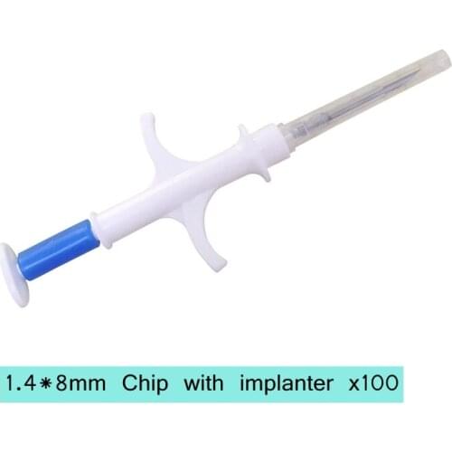 Animal Rfid Microchip Injection Arowana Identification Tags Pet Tracking Chip Implant 1.4*8mm Glass Microchip Syringe Kit X100