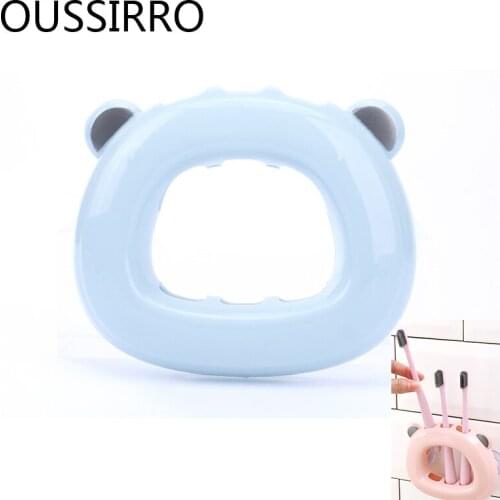 Colorful Bear Shape Sucker Storage Rack Cute Toothbrush Holder Suction Holders For Bath Tooth Brush Toothpaste Holding Racks