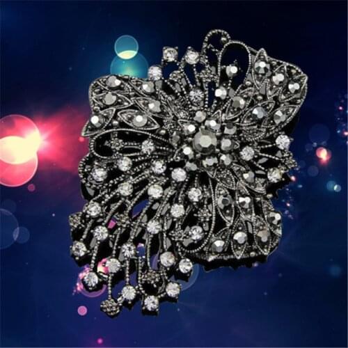 KUNIU Wedding Bridal Crystal Rhinestone Hollow Brooch Bow Shaped Brooch Pin For Women Girl Gift Party