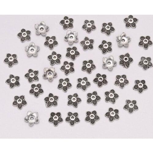 50pcs/lot 7mm Antique Receptacle Flower Torus Flower Needlework Metal Beads End Caps For DIY Jewelry Making Findings Accessories