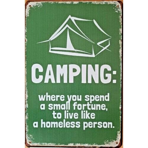 CAMPING Rustic Metal tin sign Pub Bar Decoration Tin Sign Shabby Chic Home Decor Plaque wall art Man Cave