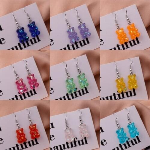 Fashion Simple Cute Colorful Acrylic Animal Bear Dangle Earrings For Girls Women Children Birthday Gift Lovely Jewelry Gift