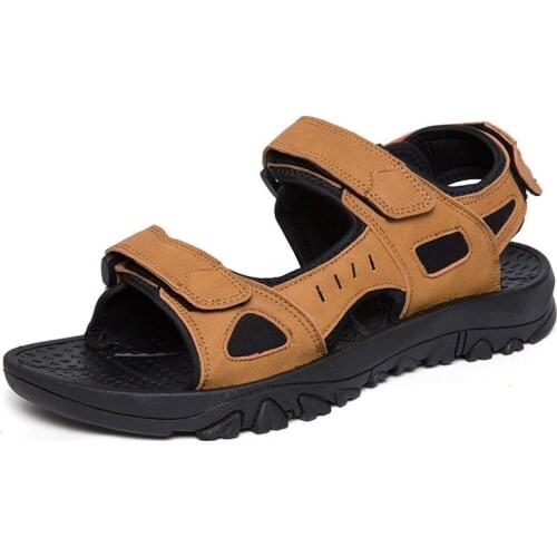 Summer 2021 New Mens Leather Sandals Shoes Lightweight Non-slip Wear Mens Shoes Outdoor Beach Sandals Men Casual Shoes