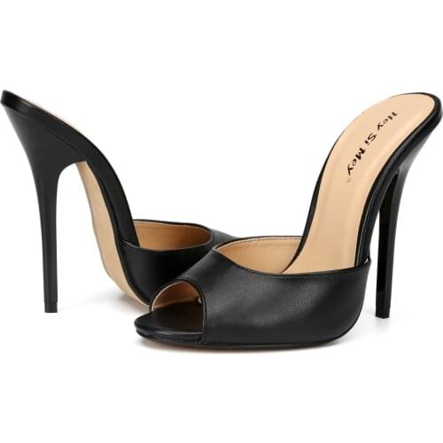 Sexy High Heels Mules Shoes Woman Popular Fashion Summer Women Slippers Female Shoes Large Peep Toe Stilettos Heels Mules Large