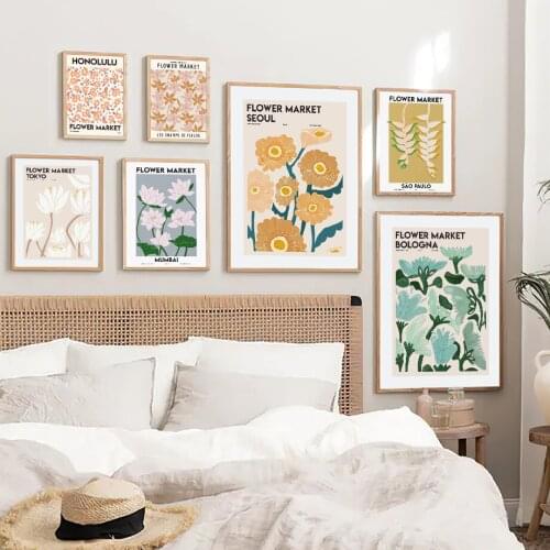 Canvas Painting Flower Market Lotu Morning Glory Wall Art Print And Posters Pictures Abstract Nordic Modern Bedroom Home Decor