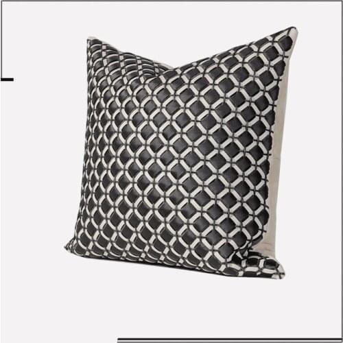 Home Living Room Sofa Pillow Cover Car With Nap Pillow Waist Pillowcase Black Woven Model Room Square Cushion Cover 45x45cm