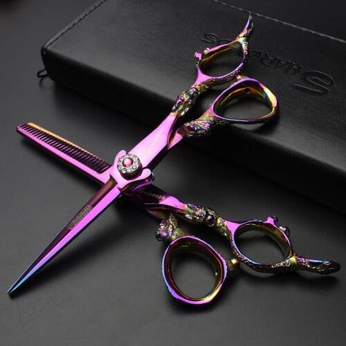 New 6 inch Japan 440c steel hairdressing scissors professional hairdressing scissors cut thin hair stylist non-slip haircuts