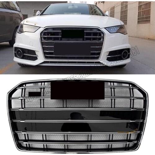 S6 Style Front Grill Honeycomb Grille Silver Black New Fit For Audi A6 S6 2016 16 2017 17 2018 18