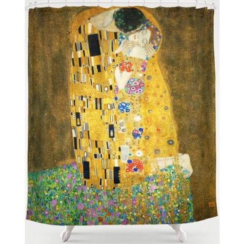 Gustav Klimt The Kiss Polyester Shower Curtain Bathroom Decoration Supplies Waterproof Bathroom Shower Curtain