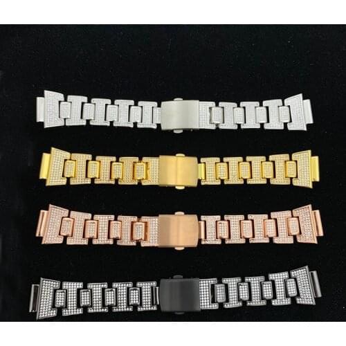 Micro pave lab diamond 18k gold plated watch band for G shock DW6900