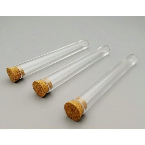 24pcs 12x100mm Transparent Plastic Test Tubes With Corks ,Party Candy Bottle with Round Bottom，Bath salt vials