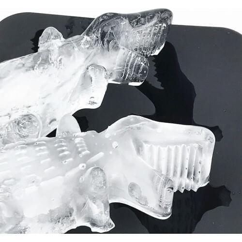 Ice Mold Silicone Ice Cube Tray Mould Shape Ball Flexible 3D Crocodile Silicone Ice Cube Mold Tray Makes Four Cayman Barware