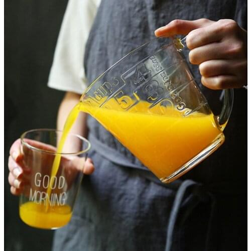 Pour Glass Measuring Cup with Scale Temperature Resistant Glass Measuring Cup with Pouring Handle