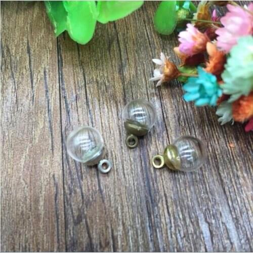 50sets 8mm glass globe with 3mm hole and 6mm silver/bronze/gold metal cap jewelry findings set nail art Glass bottle vial orbs