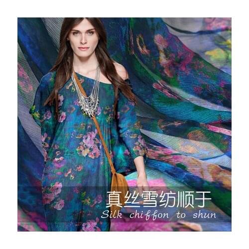 Super Jungle Wonderland Special Price Summer Silk Chiffon Printed Dress Fabric Mulberry Silk George Yarn