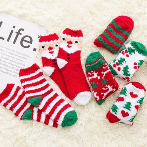Comfortable Soft Sleeping Winter Socks Girls Woman ThickenPlush Floor Coral Floor Christmas Socks Cute Cartoon Animal Print