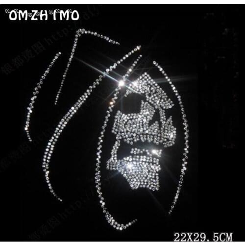 Skull Hot drilling pattern Top quality Art Decoration rhinestones DIY clothing accessories for Wedding Dress Rhinestone Applique