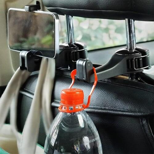 Universal Multifunctional Car Vehicle Back Seat Headrest Mobile Phone Holder Hanger Holder Hook for Bag Purse Cloth Grocery