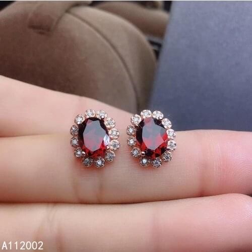 KJJEAXCMY fine jewelry natural Garnet 925 sterling silver women earrings new Ear Studs support test popular hot selling