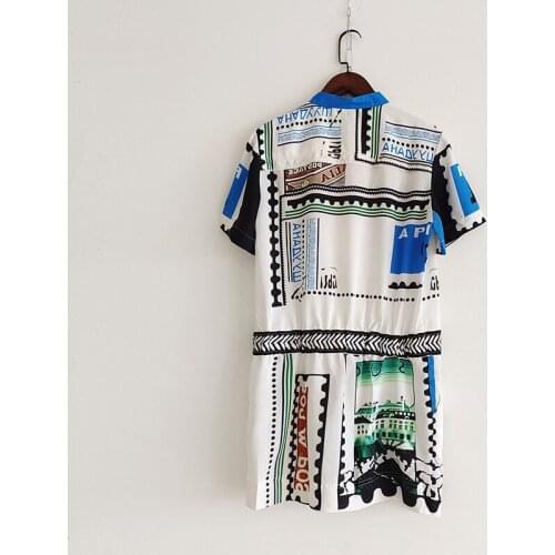 Women AELSEEN Runway Fashion Summer 2021 Loose Letters Geometric Print Casual Mini Holiday Dress