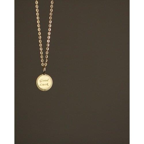 925 Sterling Silver Plated 14K Gold Lucky Goodluck Gold Coin Pendant Fashion Elegant Necklace Jewelry for Women Gift 2020 New