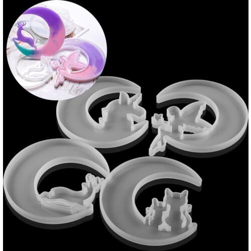 1pcs Moon Cat Deer Epoxy Resin Molds Unicorn Angel UV Resin Molds Silicone for DIY Jewelry Making Findings Silicone Mould