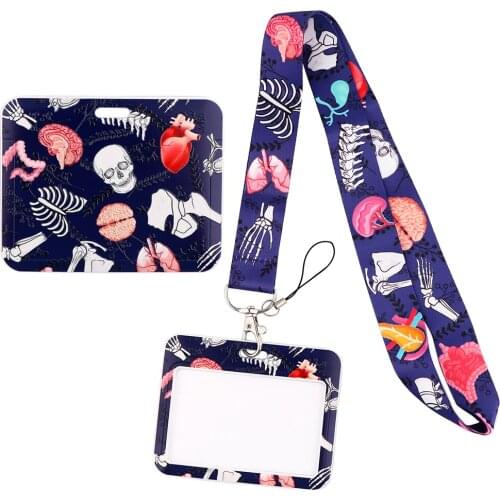 1pcs ZF3026 Medical Human Organ Doctor Nurse Lanyard Horizontal Direction ID Card Holder Bus Card Holder Staff Card Hang Rope