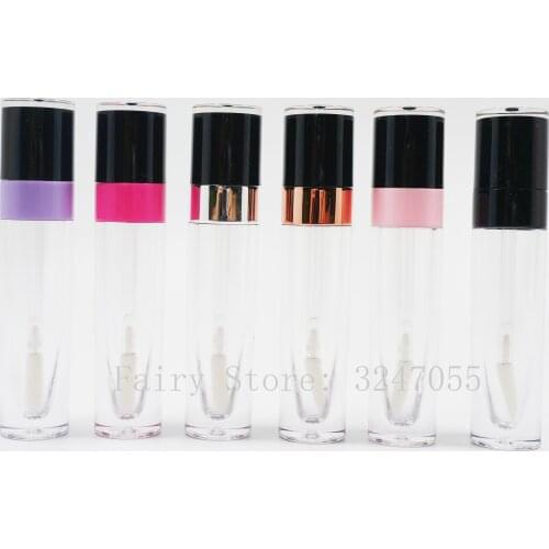 10/20/30/50/100PCS 5ml Empty Lip Gloss Tube Plastic Lipgloss Bottle Container White Black Cap Cylinder Small Lipgloss Wholesale