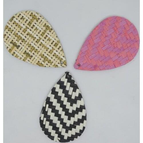 10pcs/lot wholesale new arrival weave leather water drop charms diy connector for fashion earring jewelry accessories material