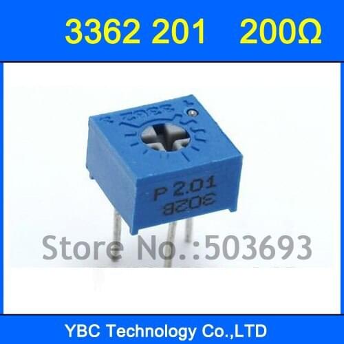 100pcs/lot 3362 201 200R Variable Resistors 3362P Potentiometer