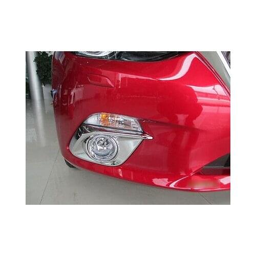 2* ABS Plastic Chrome Front Fog Light Cover Trim For Mazda 3 AXELA M3 2014-2016