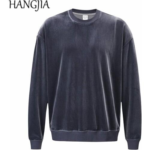 2021 Mens Urban Streetwear Velour Pullovers Sweatshirts Oversized Casual Solid Color Long Sleeve Velvet Sweatshirt Hoodie Women