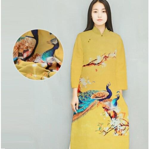 35 mm heavy silk linen fabric breathable natural linen fabric summer retro silk fabric for dress chinese silk fabric cloth