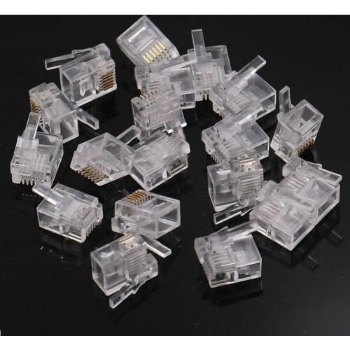 50PCS/lot RJ11 RJ12 Connector 6P6C Right Buckle Cable Plug DIY EV3 NXT Cable Plug Crystal Head
