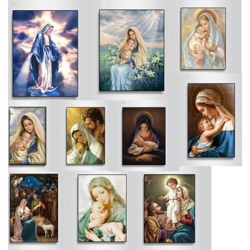 5D Diamond Painting Virgin Mary Child Christian Religion Jesus Diamond Gift Embroidery Maternal Love Child Religious Rhinestone