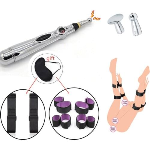Shock Vagina Pen Hand Arm To Thigh Cuff Bondage System,Electric Shock G-Spot Clitoris Stimulator Masturbator BDSM Adult Sex Toys