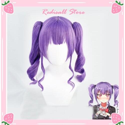 BanG Dream! Udagawa Ako Wig Cosplay Roselia Role Play Long Ponytails Curly Purple Synthetic Hair Heat Resistant Adult Women