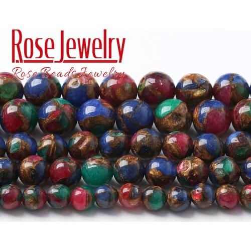 Natural Mix Color Cloisonne Stone Beads For Jewelry Making Round Loose Beads DIY Bracelet Accessories 4 6 8 10 12mm 15" Strand