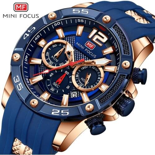 Watches Mens 2020 Top Brand Luxury Sport Watch Men Quartz Chronograph Calendar Military Silicone Waterproof 3ATM MINI FOCUS 0349