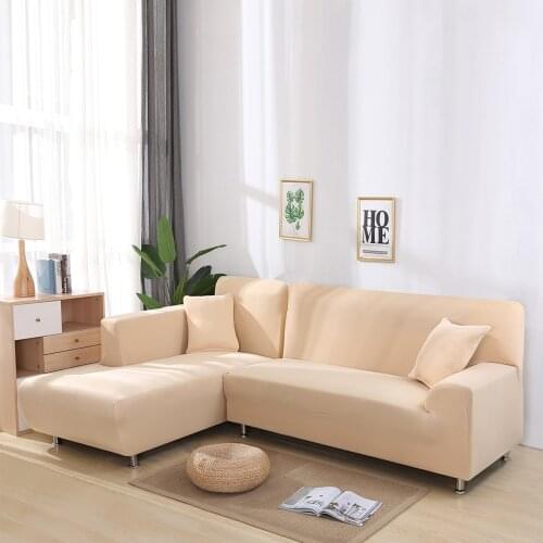 Solid Color Corner Sofa Covers For Living Room 1/2/3 Seater Polyester Fabric Elastic Couch Cover Sofa Towel L Shape Sofa Cover 3