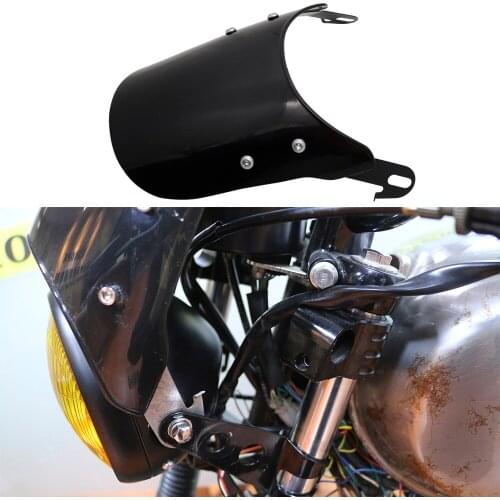 Black 5-7 inch Motorcycle Retro Cafe Racer Headlight Windshield Instrument Visor Fit For Honda Yamaha XJR 1300 Suzuki GSX 1400
