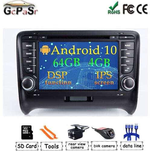 DSP IPS 4G 64G Android 10 2 DIN Car DVD GPS For Audi TT MK2 8J 2006 2007 2008 2009 2010 2011 2012 multimedia player radio