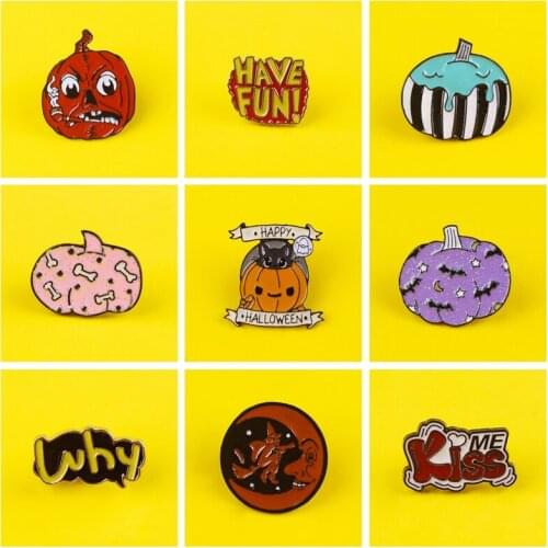 Happy Halloween Badges on Backpack Cartoon Pumpkin Brooches Clothes Lapel Pin Enamel Pins for Backpacks Badges for Clothes Badge