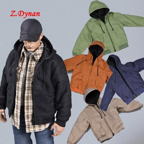 Jiaou doll 1/6 scale Male Clothing Hooded Canvas Workwear Jacket man plaid shirt for 12 inches TBLeague Action Figures