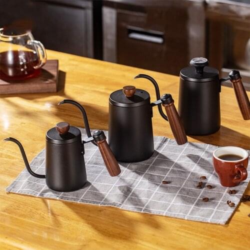 600ML Non-stick Stainless Steel Pour Over Coffee Tea Pot with Thermomet Long Narrow Spout Hand Drip Kettle Coffee Accessories