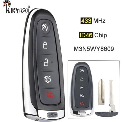 KEYECU 433MHz PCF7953 BT4T-15K601-JC Smart 4+1 5 Button Remote Car Key Fob for Ford Edge Escape Explorer Taurus Flex Focus